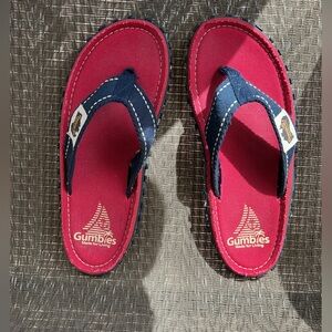 Gumbies Blue/Red Canvas Flip Flop Sandals